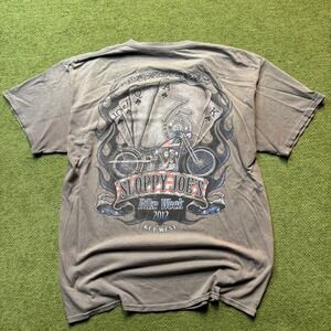 Sloppy Joe's Bike Week 2012 Faded Y2K Grunge Flame Cards Key West T-Shirt L Gray